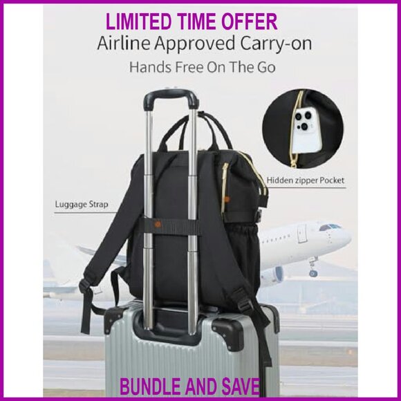 Large 17.3in Laptop Backpack USB Charger Water Bottle Holder Travel - Picture 7 of 7